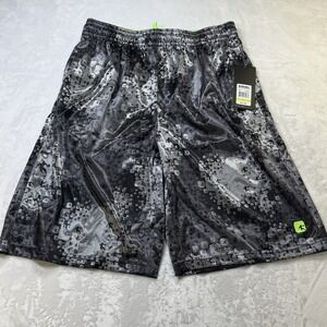 AND1 Basketball Shorts Gray Print Neon Waist Mens Large NWT
